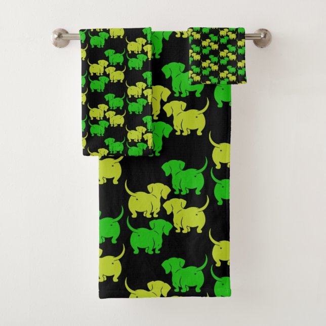 German Dachshund Dog Patterns Bath Towel Set (Insitu)