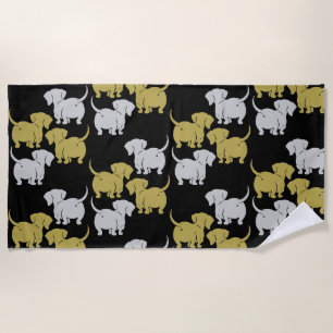 German Dachshund Dog Patterns Beach Towel
