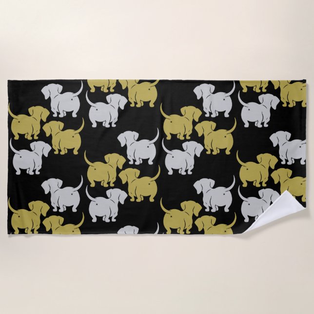 German Dachshund Dog Patterns Beach Towel (Front)