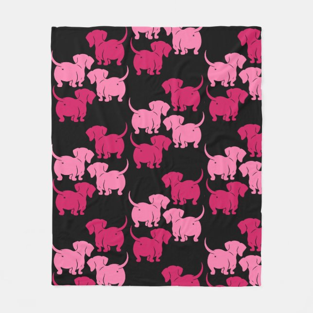 German Dachshund Dog Patterns Fleece Blanket (Front)