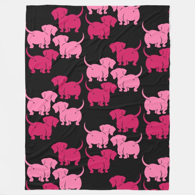 German Dachshund Dog Patterns Fleece Blanket (Front)