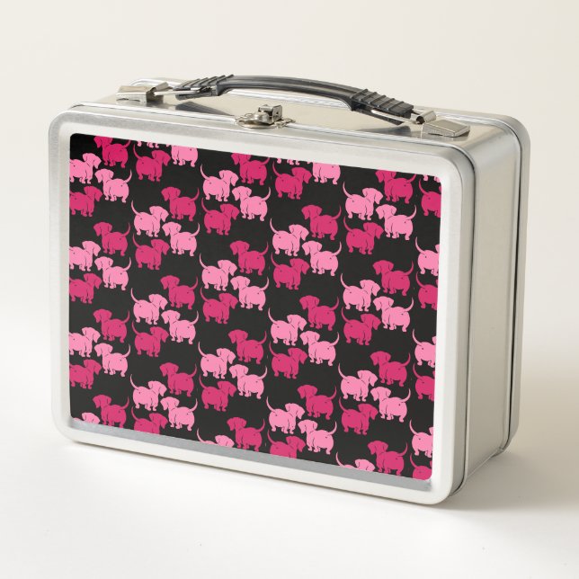German Dachshund Dog Patterns Metal Lunch Box (Front)
