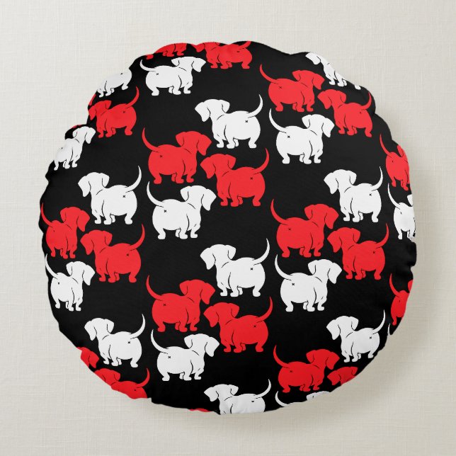 German Dachshund Dog Patterns Round Pillow (Front)