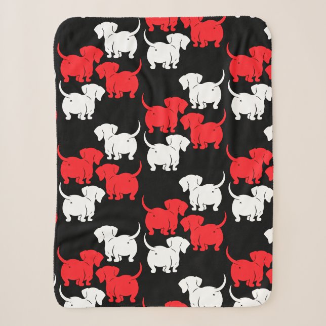 German Dachshund Dog Patterns Sherpa Blanket (Front)