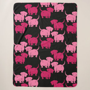 German Dachshund Dog Patterns Sherpa Blanket