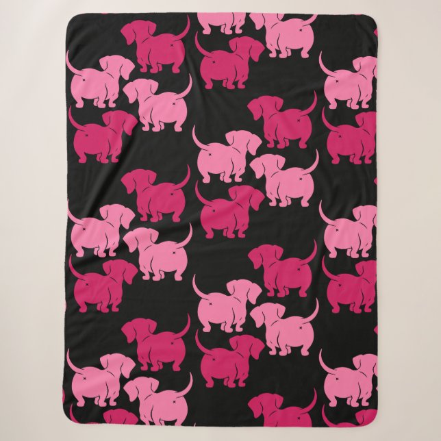German Dachshund Dog Patterns Sherpa Blanket (Front)