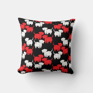 German Dachshund Dog Patterns Throw Pillow
