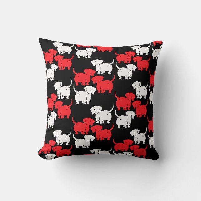 German Dachshund Dog Patterns Throw Pillow (Front)
