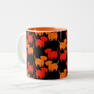 German Dachshund Dog Patterns Two-Tone Coffee Mug