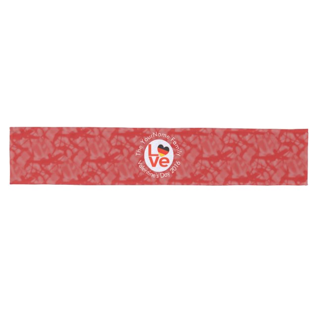 German Deutsch Heart Red LOVE Flag Personalized  Medium Table Runner (Horizontal)