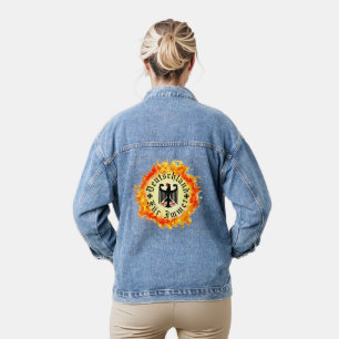 German/Deutschland Forever/eagle/iron cross/fire Denim Jacket