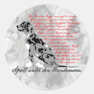 German: Dogge Classic Round Sticker