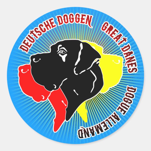 German: Dogge Classic Round Sticker (Front)