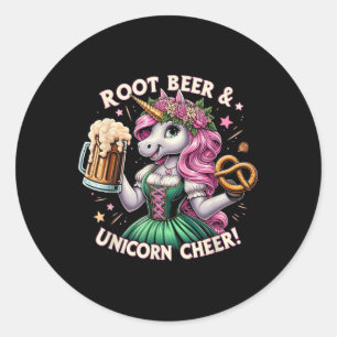 German Drindl Unicorn Beer Pretzel Funny Party Classic Round Sticker