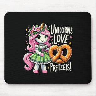 German Drindl Unicorn Love Pretzels Funny Kids Mouse Pad