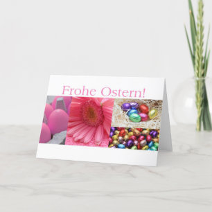 German Easter Greeting Pink Collage Holiday Card