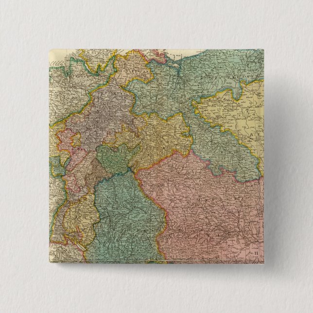 German Empire Atlas Map 2 Inch Square Button (Front)
