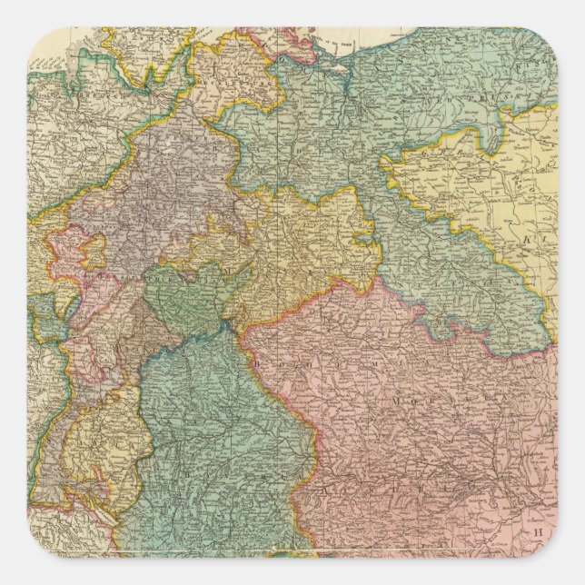 German Empire Atlas Map Square Sticker (Front)