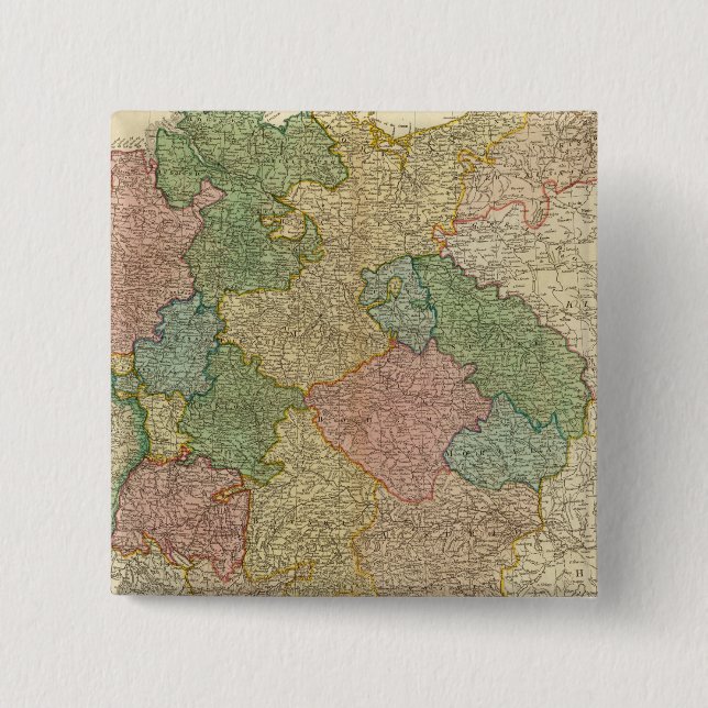German Empire Map 2 Inch Square Button (Front)