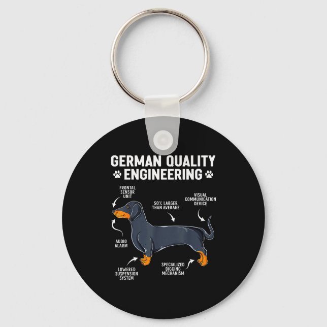 German Engineering Dachshund Lover Funny Doxie Dog Keychain (Front)