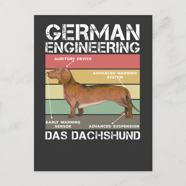 German Engineering Dachshund Puppy Weiner Dog Postcard (Front)