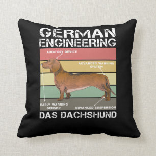 German Engineering Dachshund Puppy Weiner Dog Throw Pillow