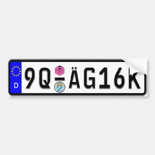 German Euro License Plate White Bumper Sticker (Front)
