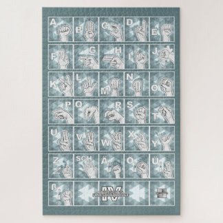 German Finger Alphabet 4 - petrol gray / Jigsaw Puzzle