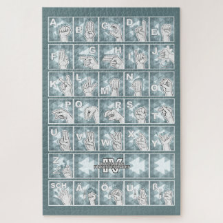 German Finger Alphabet 4 - petrol gray / Jigsaw Puzzle
