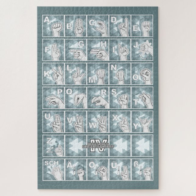 German Finger Alphabet 4 - petrol gray / Jigsaw Puzzle (Vertical)