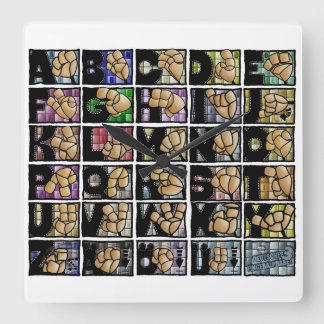 German Fingerspell 3 (2025) Square Wall Clock