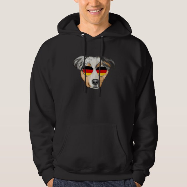 German Flag Australian Shepherd Dog Germany Pocket Hoodie (Front)