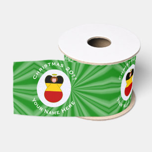 German Flag Christmas Angel Personalize Grosgrain Ribbon