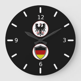 German flag-coat arms large clock