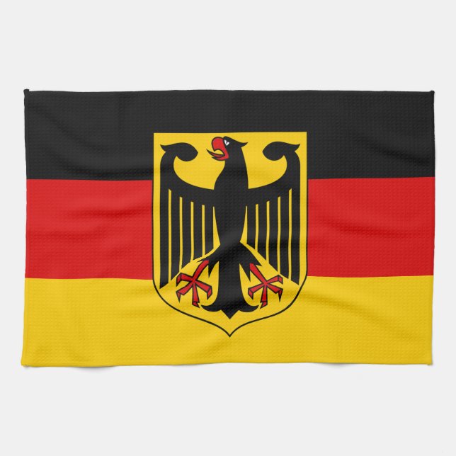 German flag & Coat of Arms, Deutschland/sport fans Kitchen Towel (Horizontal)