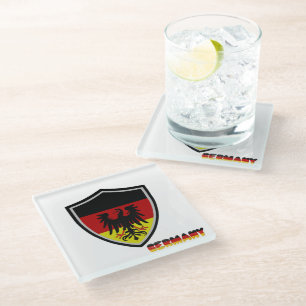 German flag-coat of arms glass coaster
