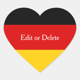 German Flag Colours Black Red Gold Personalized Heart Sticker