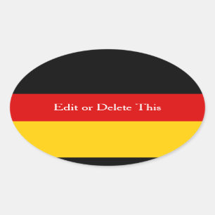 German Flag Colours Black Red Gold Personalized Oval Sticker