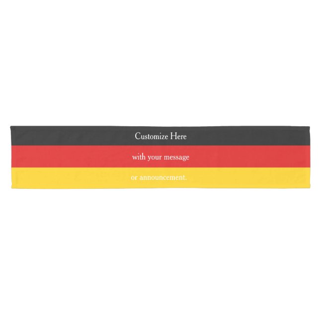 German Flag Colours Black Red Gold Personalized Short Table Runner (Horizontal)
