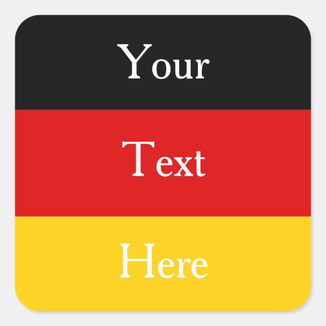 German Flag Colours Black Red Gold Personalized Square Sticker (Front)