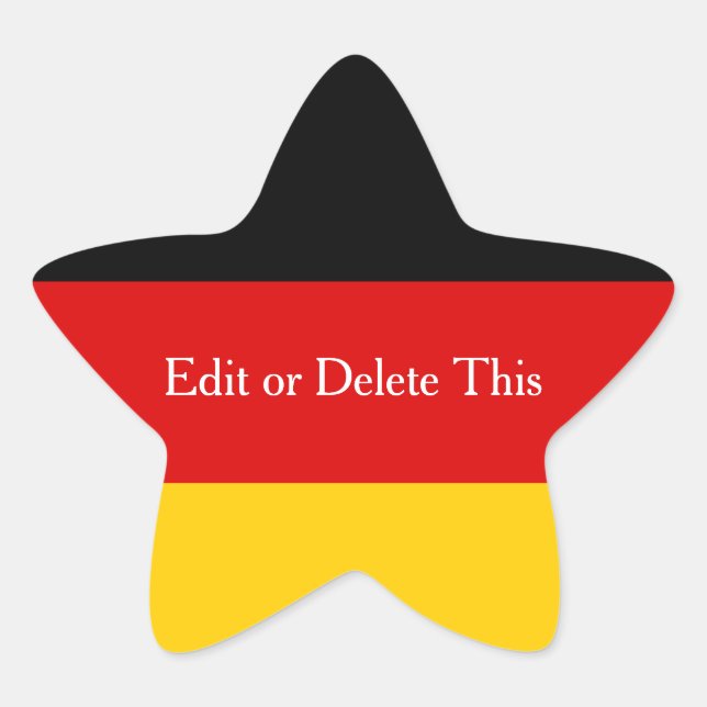German Flag Colours Black Red Gold Personalized Star Sticker (Front)