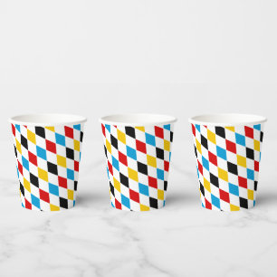 German Flag Colours Blue Diamonds Oktoberfest Paper Cups