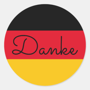 German Flag Colours Danke Classic Round Sticker