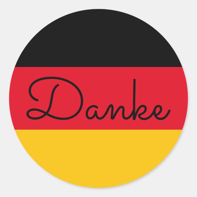 German Flag Colours Danke Classic Round Sticker (Front)