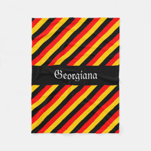 German Flag Colours Stripes Pattern + Custom Name Fleece Blanket