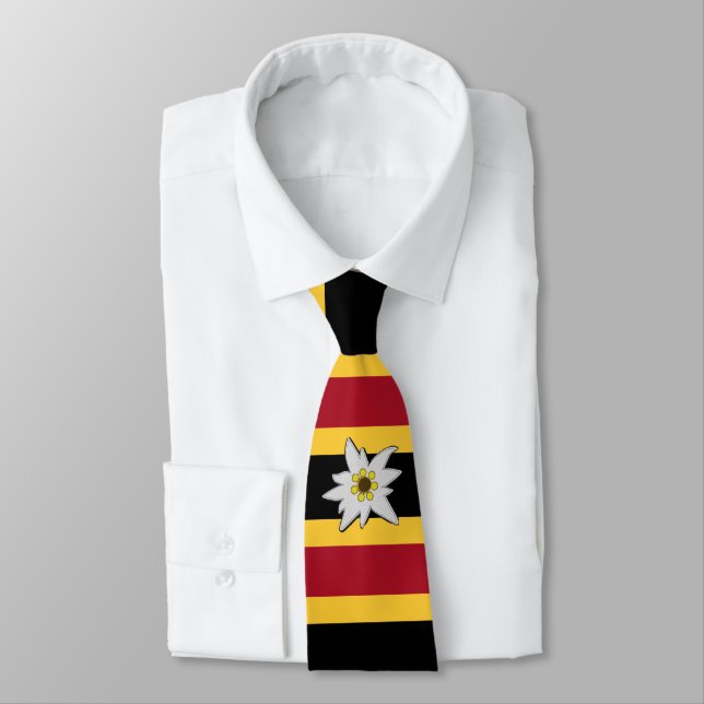 German Flag Colours Stripes with Edelweiss Tie (Tied)