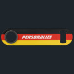 German flag custom speed bottle opener gift<br><div class="desc">German flag of Germany custom speed bottle opener gift. Personalized Father's Day or Birthday gift ideas for him or her. Create custom presents for dad, brother, uncle, husband, grandpa, boss, friend, boyfriend, employee, co worker, staff, personnel, colleague etc. Double sided print. Great for beer bottles, soda bottles and other drinks....</div>