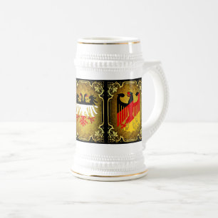 German flag, empire/imperial double black eagle beer stein
