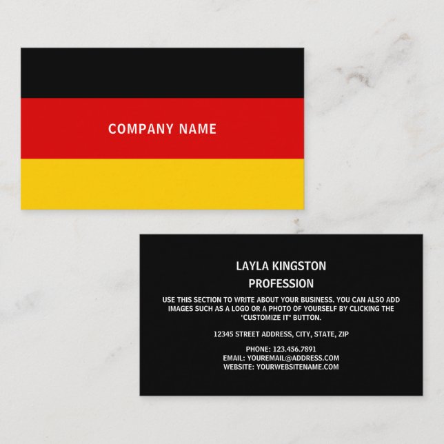 German Flag, Flag of Germany Business Card (Front/Back)