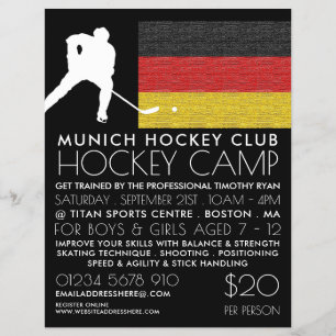 German Flag, Hockey Player, Camp Advertising Flyer
